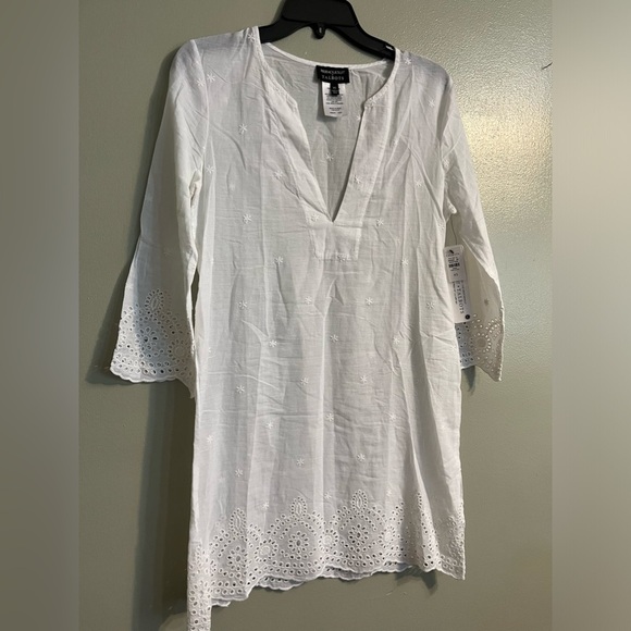 MiracleSuit X Talbots Womens 100% Cotton Crochet White Swim Cover Up Dress XS - Picture 4 of 13